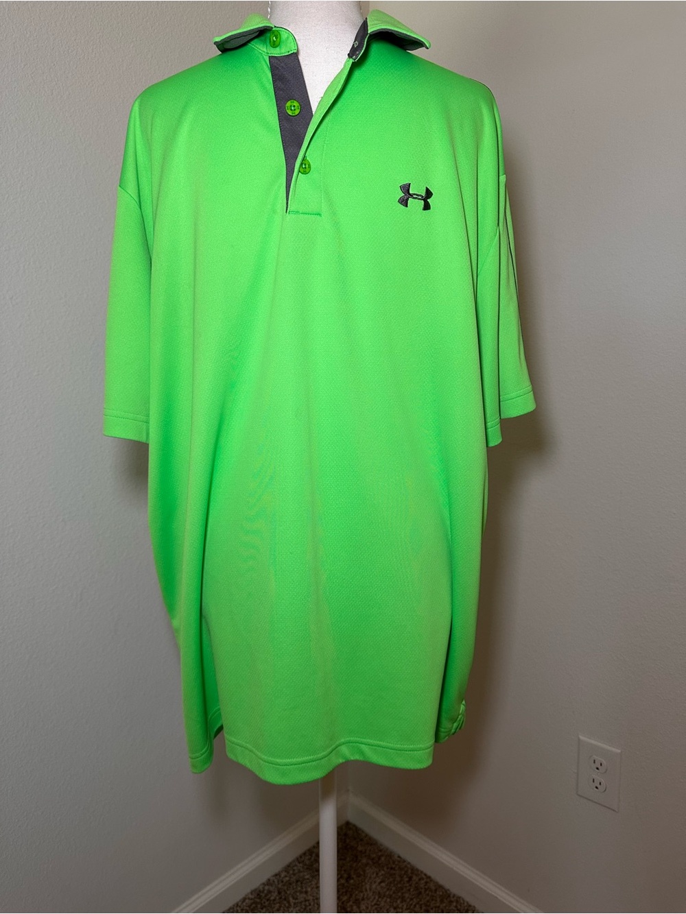 Under Armour Men’s Neon Green Polo with Contrast Placket